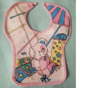 NEW Fisher Price Pink Bear on Swing Bib (Size:: 8" Wide X 12" Long)